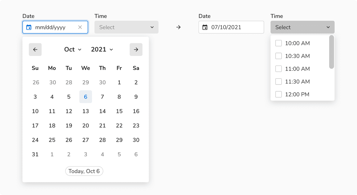 Date and time picker together