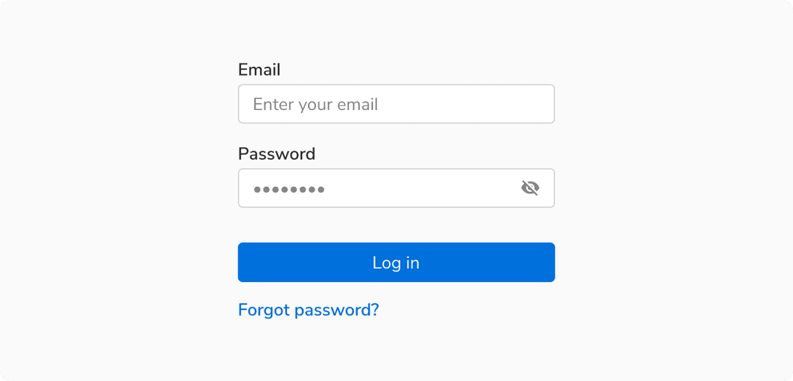 ‘Forgot password?’ as primary link, being used for navigating to a new screen