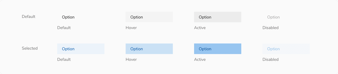 Option item states