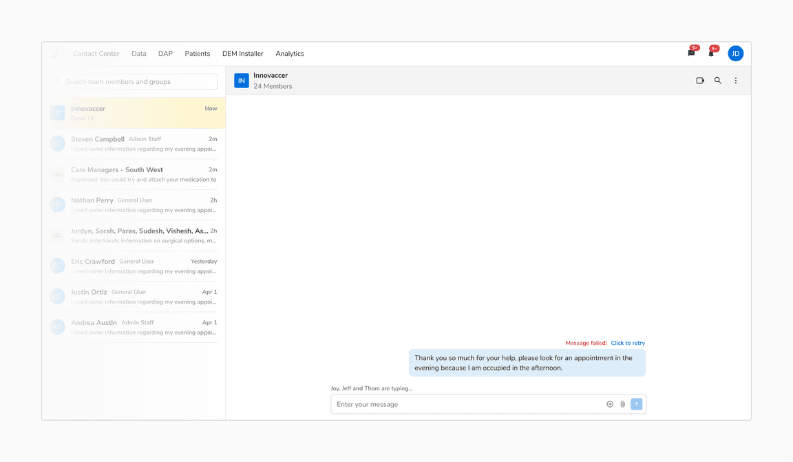 Error State of Outgoing Message