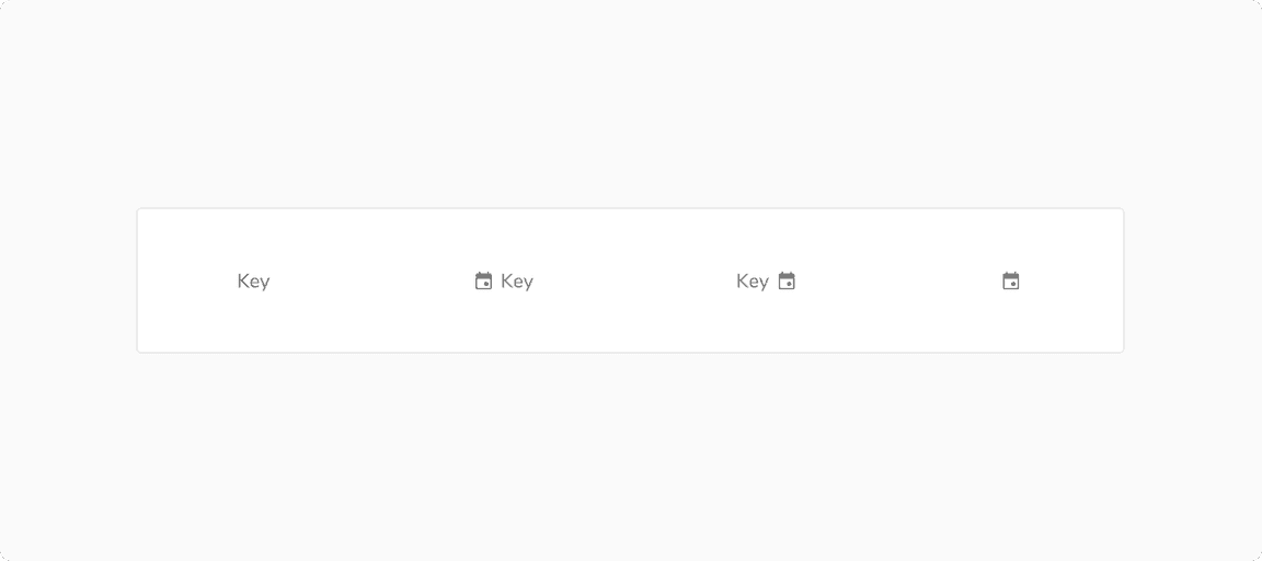  [1] Textual Key, [2] Textual key with icon on left, [3] Textual key with icon on right, [4] Icon as key