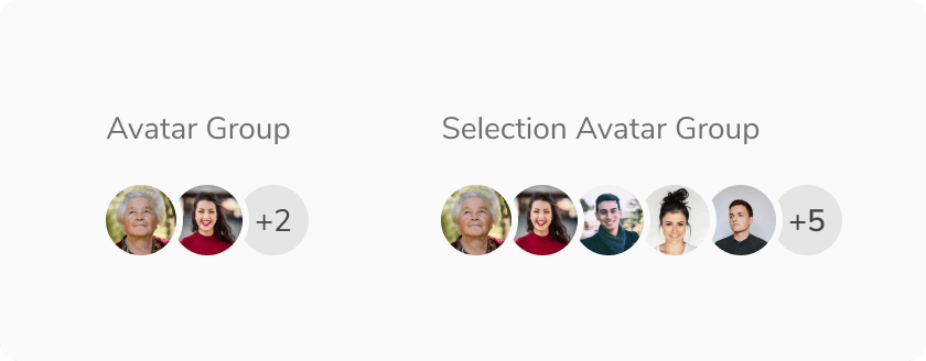 [Left] Avatar group vs [Right] Selection avatar group with image