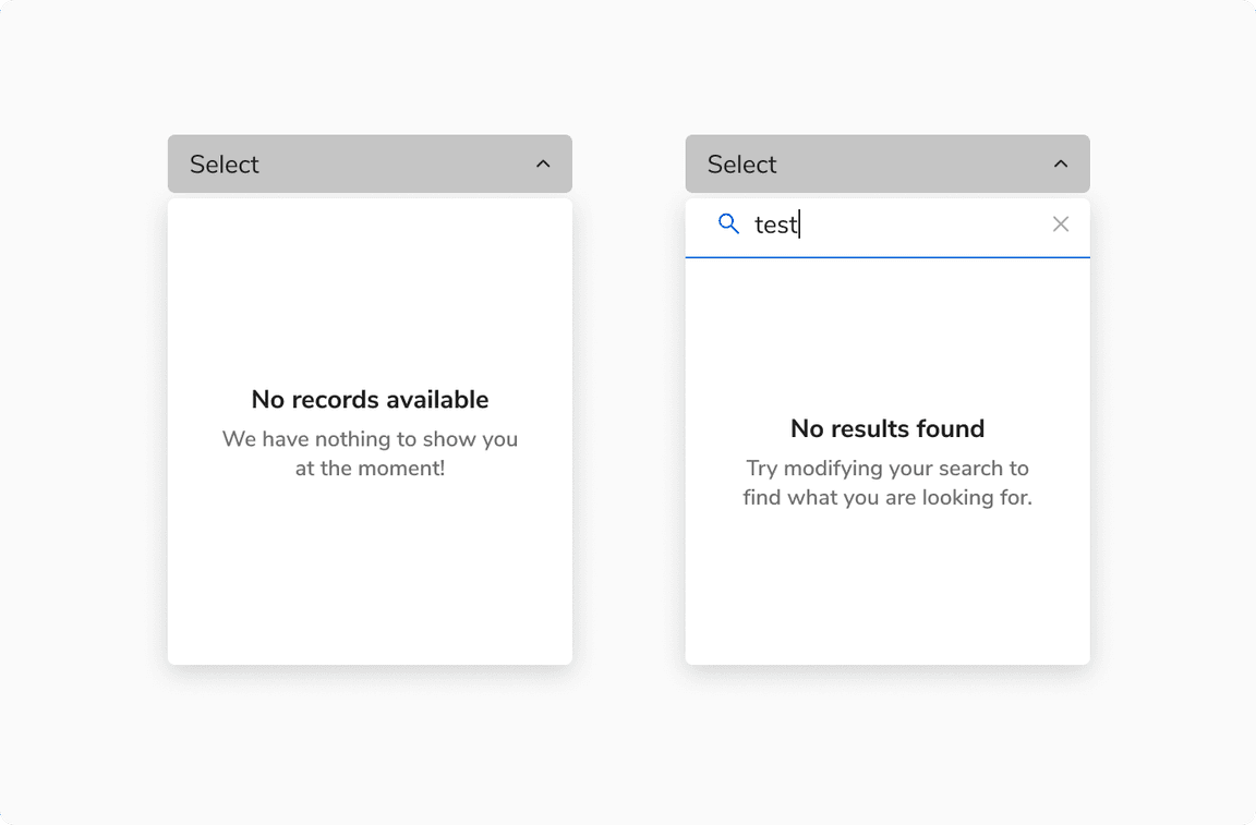 Empty state in select