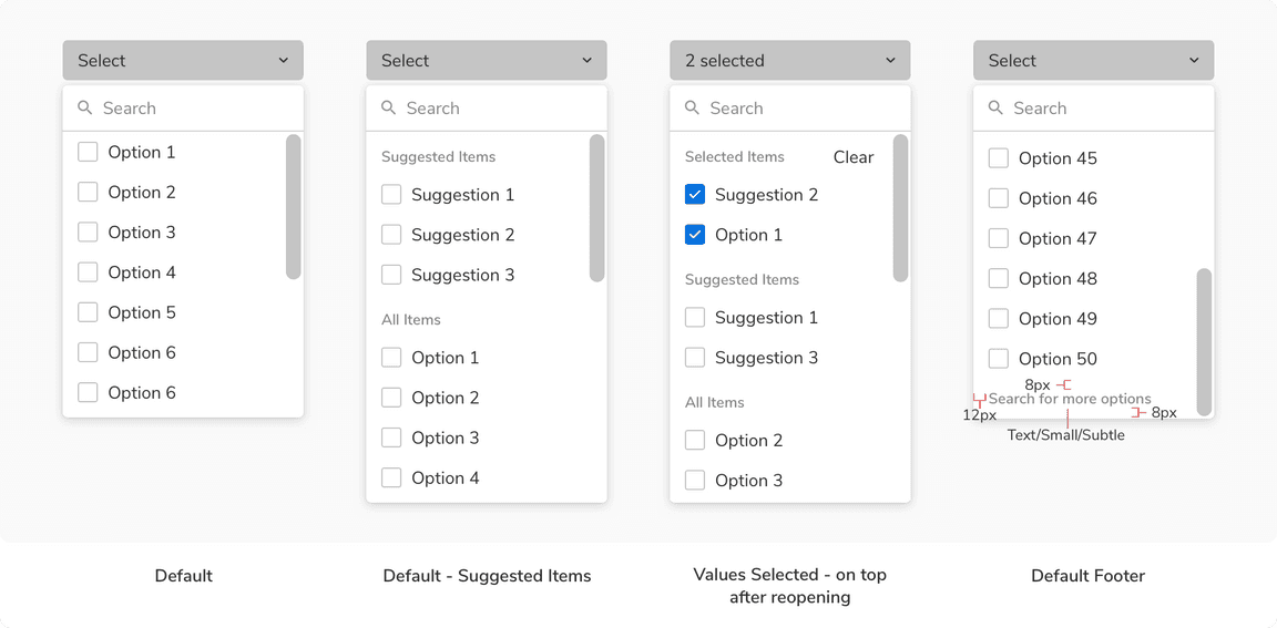 Multi-select behavior of dropdown for options more than the threshold