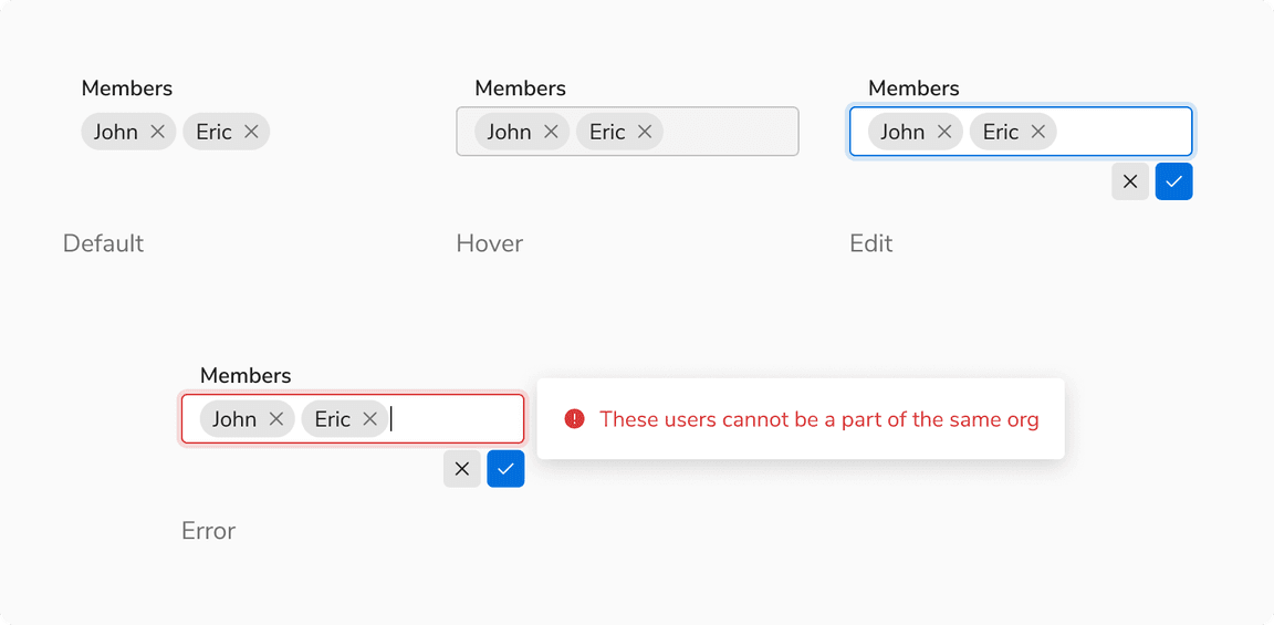 States of Inline editable input with chips