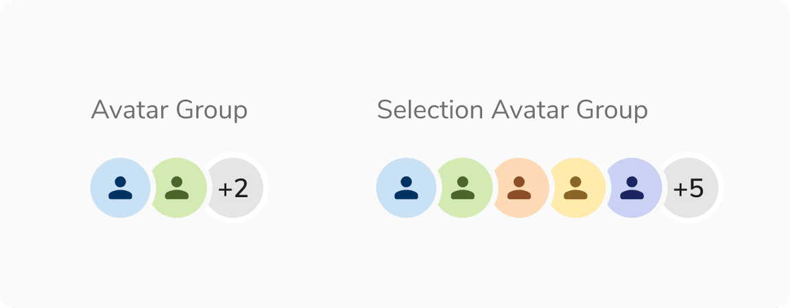 [Left] Avatar group vs [Right] Selection avatar group with icon