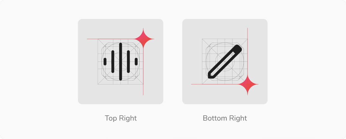 Position of magic sparkle icon in an icon button