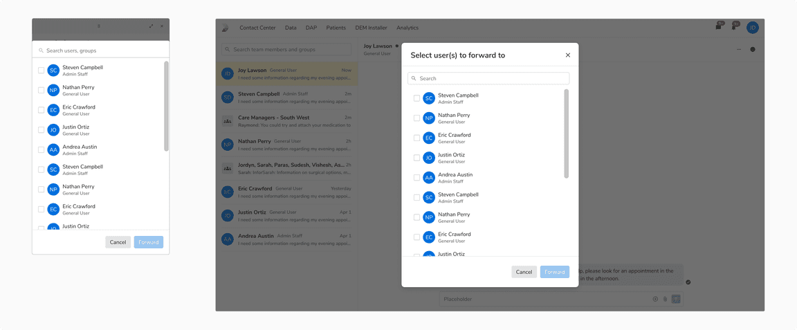 Forwarding Messages using a modal
