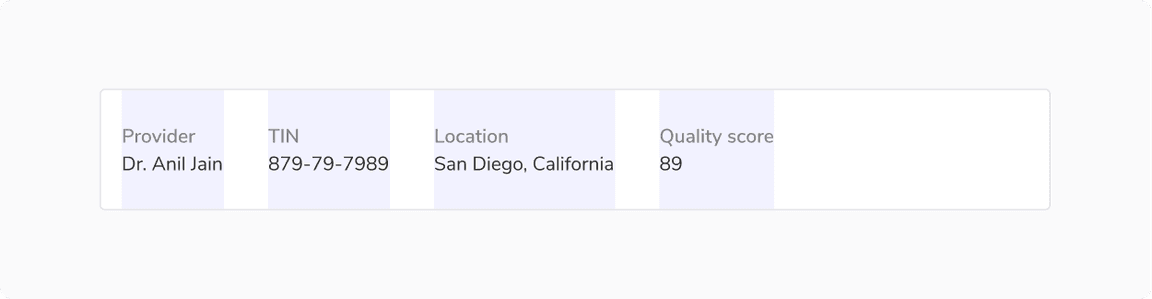 Key value pairs aligned to variable width columns